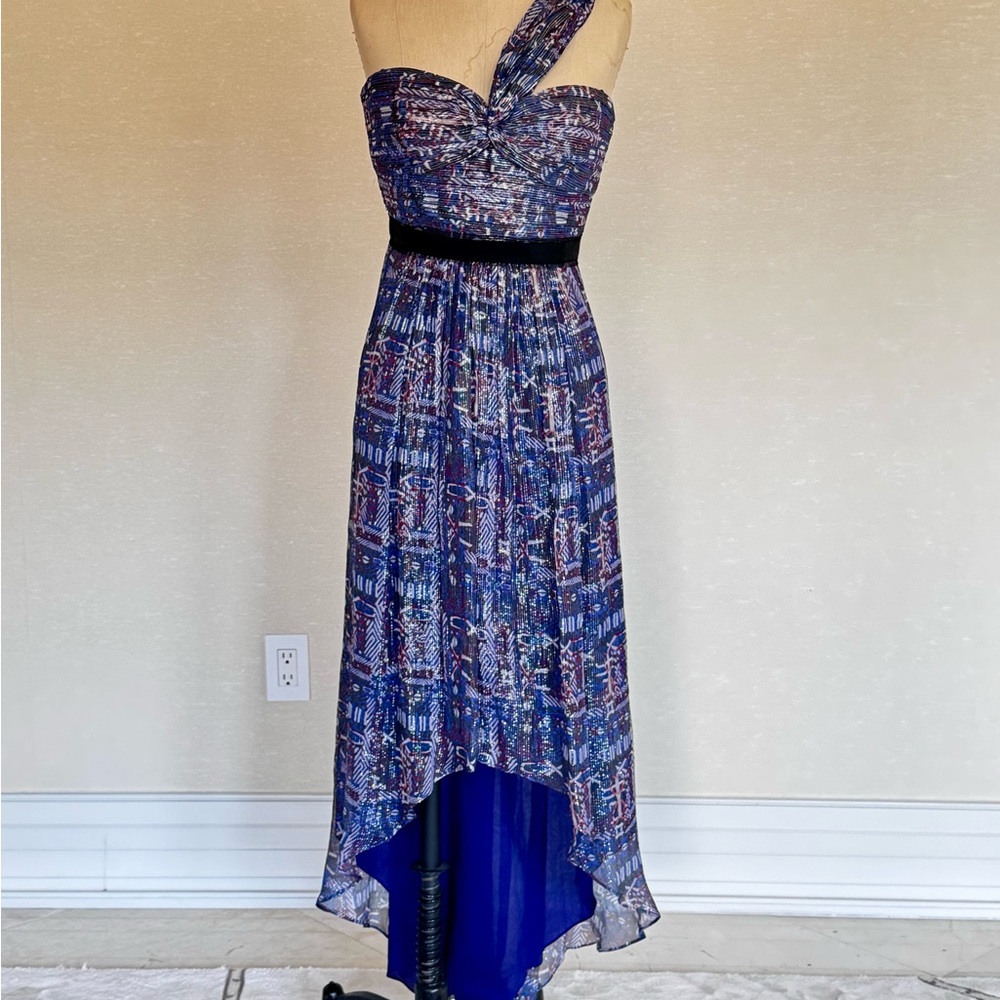 BCBGMaxAzria Blue Asymmetrical One-Shoulder Dress